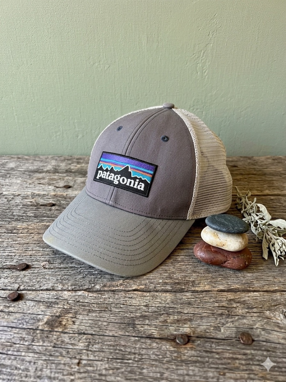 Patagonia Brown and Cream Trucker Hat with Logo Patch